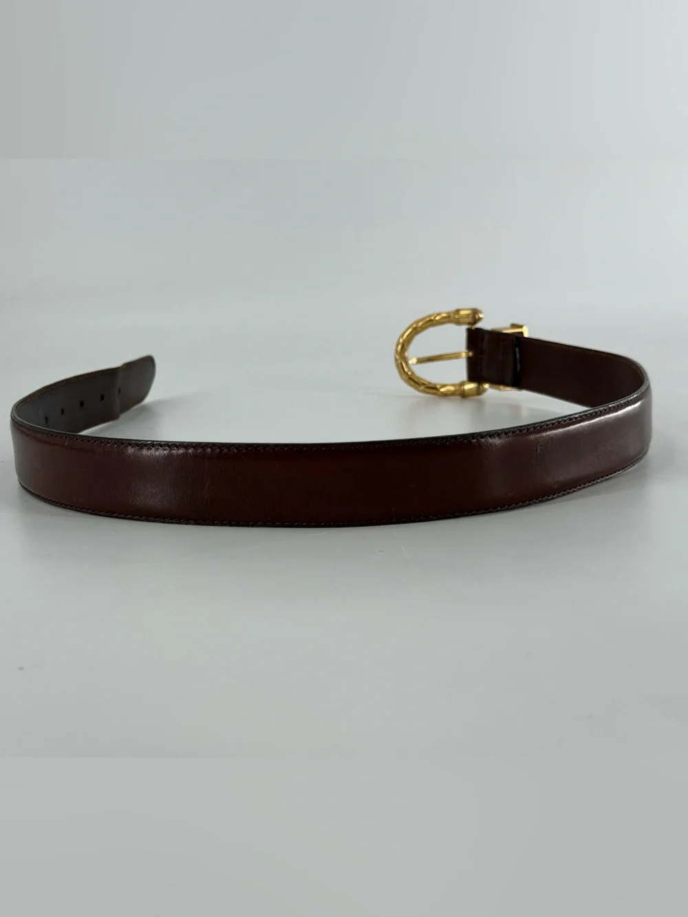 Fossil Vintage 90s Brown‎ Leather Belt Ornate Buckle S
